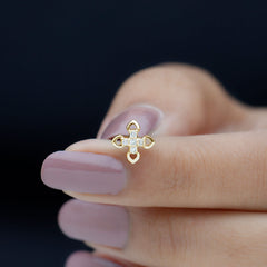 Real Diamond Floral Earring for Cartilage Piercing