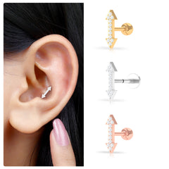 Natural Diamond Arrow Tragus Earring in Gold