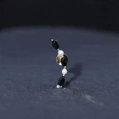 Black Onyx and Pearl Ear Crawler Earring for Helix Piercing