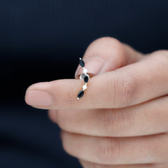 Black Onyx and Pearl Ear Crawler Earring for Helix Piercing
