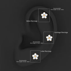 Minimalist Diamond Flower Tragus Earring with Flat Back
