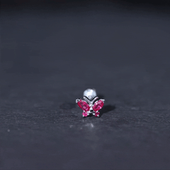 Real Marquise Cut Ruby Cute Butterfly Conch Earring