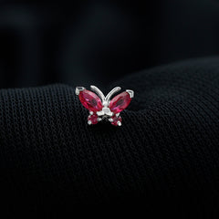 Real Marquise Cut Ruby Cute Butterfly Conch Earring