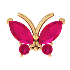Real Marquise Cut Ruby Cute Butterfly Conch Earring
