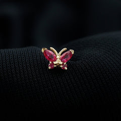 Real Marquise Cut Ruby Cute Butterfly Conch Earring