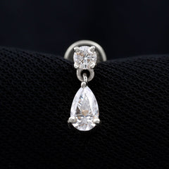 Moissanite Teardrop Earring for Helix Piercing