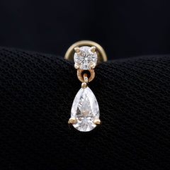 Moissanite Teardrop Earring for Helix Piercing