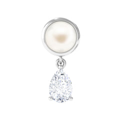 Freshwater Pearl and Moissanite Dangling Cartilage Earring