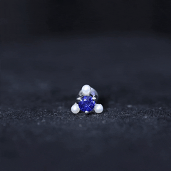 Blue Sapphire and Freshwater Pearl Cartilage Earring