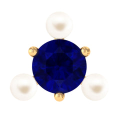 Blue Sapphire and Freshwater Pearl Cartilage Earring