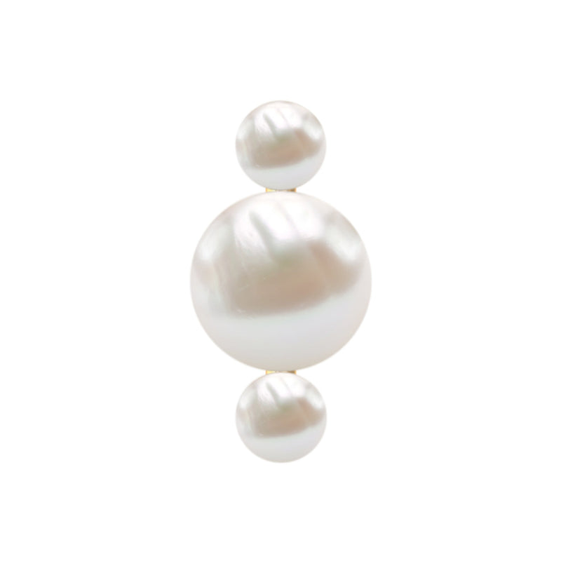 Round Freshwater Pearl Three Stone Cartilage Earring