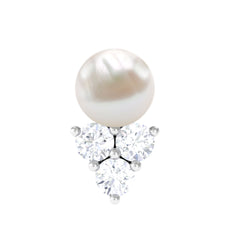 Minimal Freshwater Pearl and Moissanite Tragus Earring