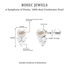 Minimal Freshwater Pearl and Moissanite Tragus Earring
