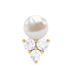 Minimal Freshwater Pearl and Moissanite Tragus Earring
