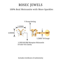 Marquise Moissanite Butterfly Cartilage Earring