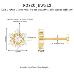 Nature Inspired Diamond Flower Earring for Helix Piercing