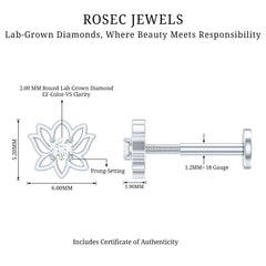 Nature Inspired Diamond Lotus Earring for Helix Piercing