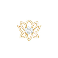Nature Inspired Diamond Lotus Earring for Helix Piercing