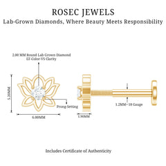 Nature Inspired Diamond Lotus Earring for Helix Piercing
