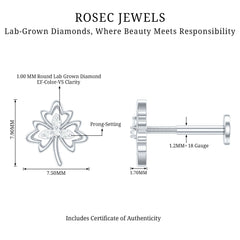 Diamond Nature Inspired Earring for Helix Piercing