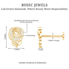 Nature Inspired Diamond Flower Helix Earring