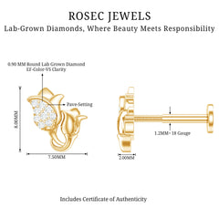 Diamond Floral Earring for Helix Piercing