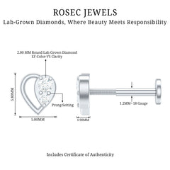 Diamond Heart Earring for Conch Piercing