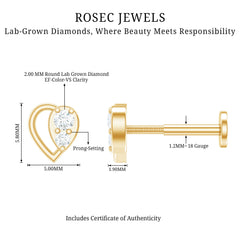 Diamond Heart Earring for Conch Piercing