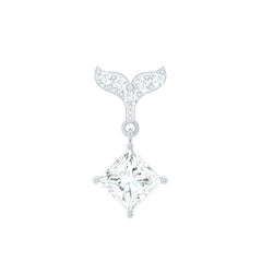Fish Tail Diamond Drop Earring for Helix Piercing