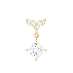 Fish Tail Diamond Drop Earring for Helix Piercing