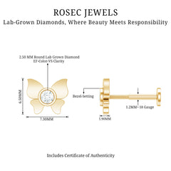 Diamond Butterfly Earring for Helix Piercing