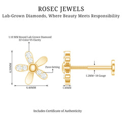 Simple Diamond Floral Earring for Cartilage Piercing