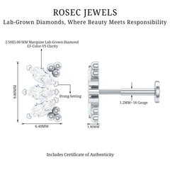 Marquise Diamond 3 Stone Crawler Earring