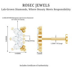 Marquise Diamond 3 Stone Crawler Earring
