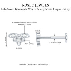 Diamond Flower Earring for Second Lobe Piercing