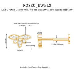 Diamond Flower Earring for Second Lobe Piercing