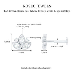 Diamond Lotus Earring for Cartilage Piercing