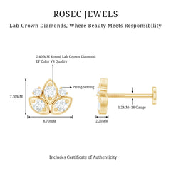 Diamond Lotus Earring for Cartilage Piercing