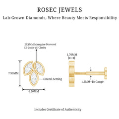 Marquise Diamond Three Stone Cluster Earring