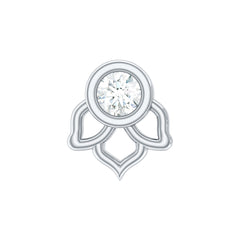 Simple Lotus Floral Earring with Round Diamond