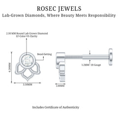 Simple Lotus Floral Earring with Round Diamond