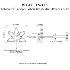 Diamond Floral Earring for Tragus Piercing