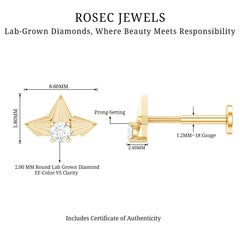 Minimalist Diamond Floral Earring for Cartilage Piercing