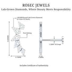 Designer Diamond Ear Crawler Earring for Helix Piercing