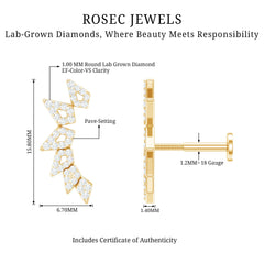 Designer Diamond Ear Crawler Earring for Helix Piercing