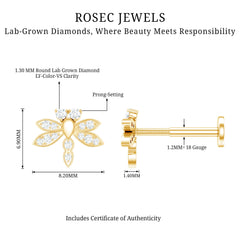 Diamond Dragon Fly Earring for Helix Piercing