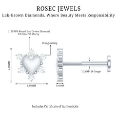 Diamond Heart Upper Lobe Earring