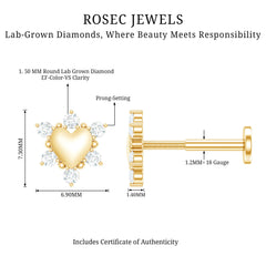 Diamond Heart Upper Lobe Earring