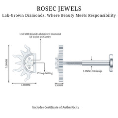Diamond Half Sun Tragus Earring