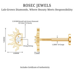 Diamond Half Sun Tragus Earring